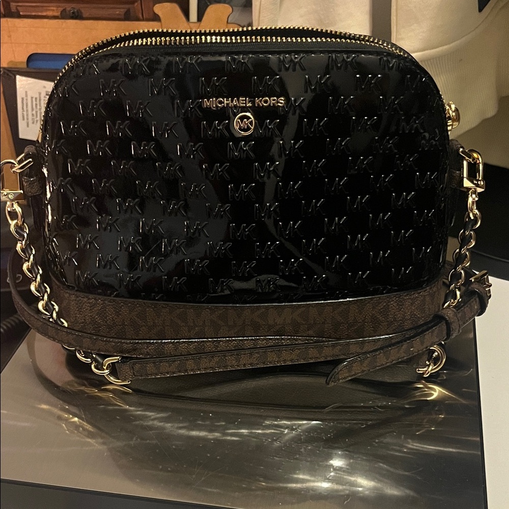 Michael Kors Black and Brown Crossbody Bag